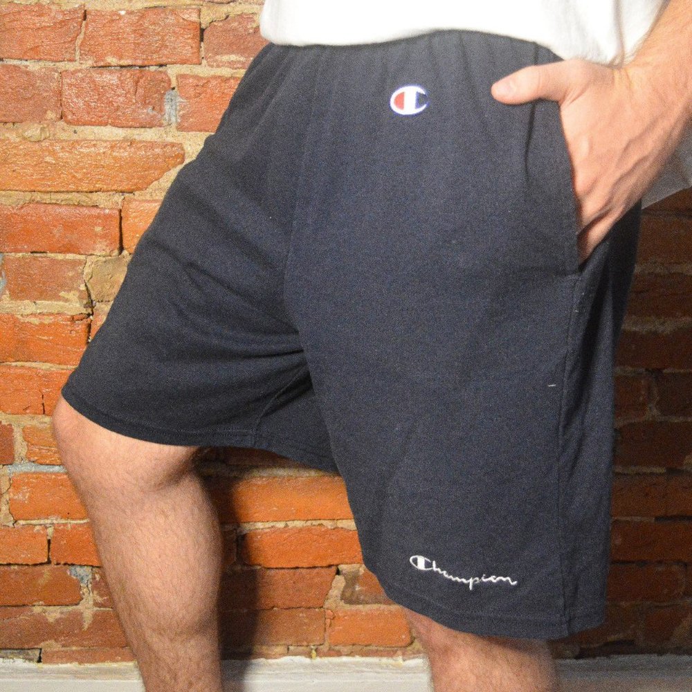 Vintage Champion Logo & Script Navy Athletic Short